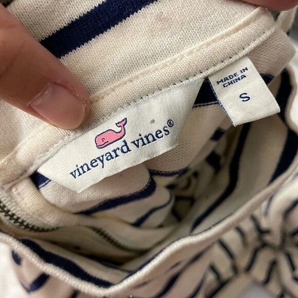 VINEYARD VINES STRIPED NAVY WHITE MOCK NECK LONGSLEEVE SHIFT DRESS SZ small - Picture 5 of 9